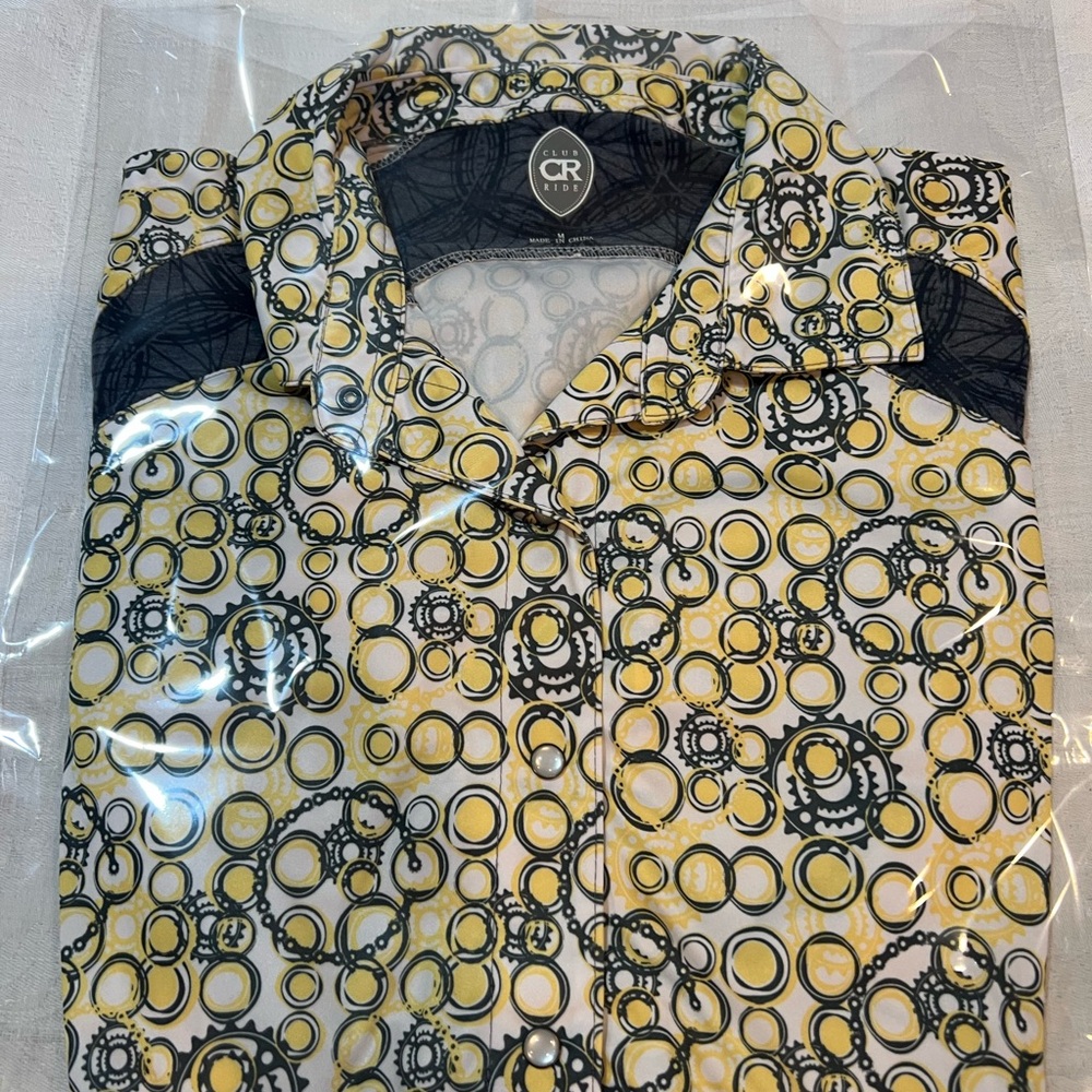 Club Ride Apparel Yellow and Black Circle Pattern Shirt